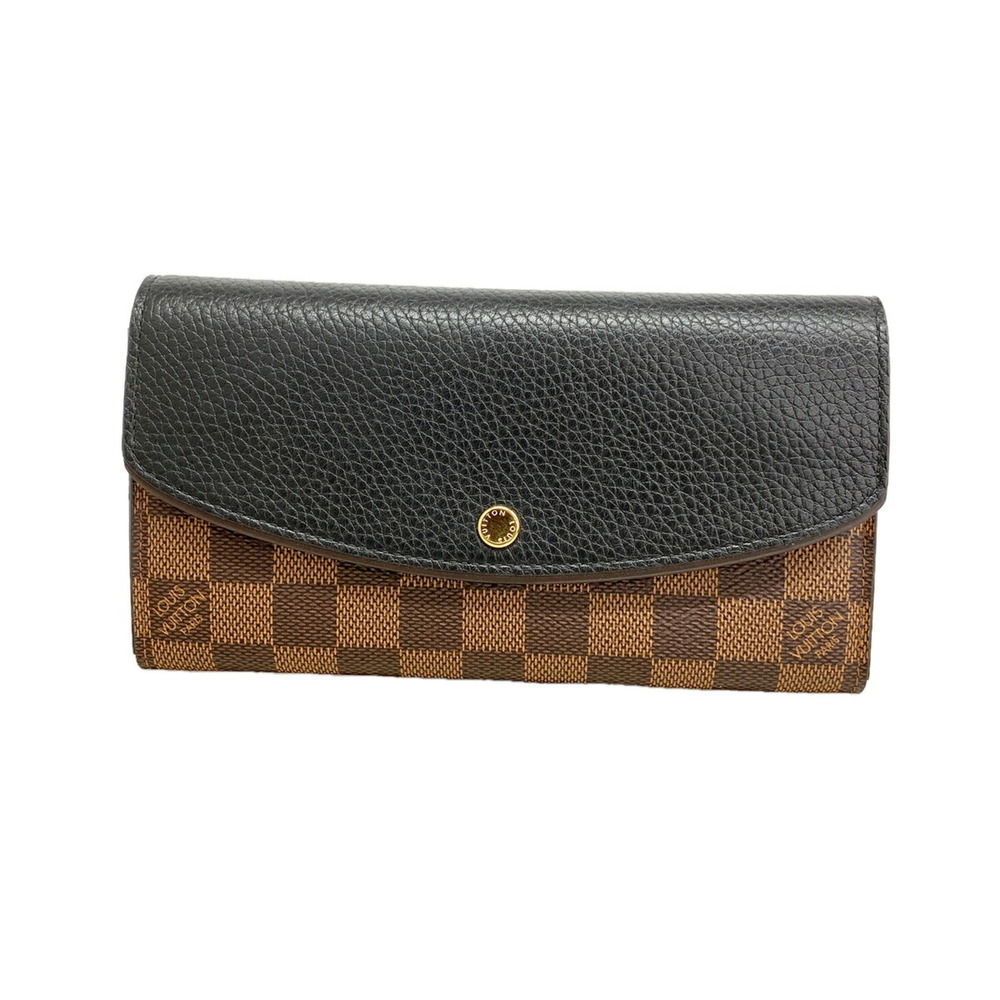 Louis Vuitton Damier Portefeuille Normandie Long Wallet N61261 Black Ebene Wo...
